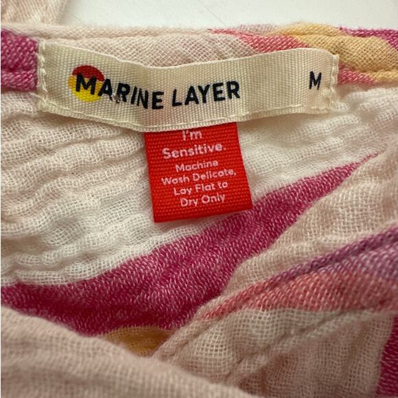 Marine Layer Sage Double Cloth Pink Stripe Maxi Dress Size M Beach Coastal Boho - Picture 11 of 13